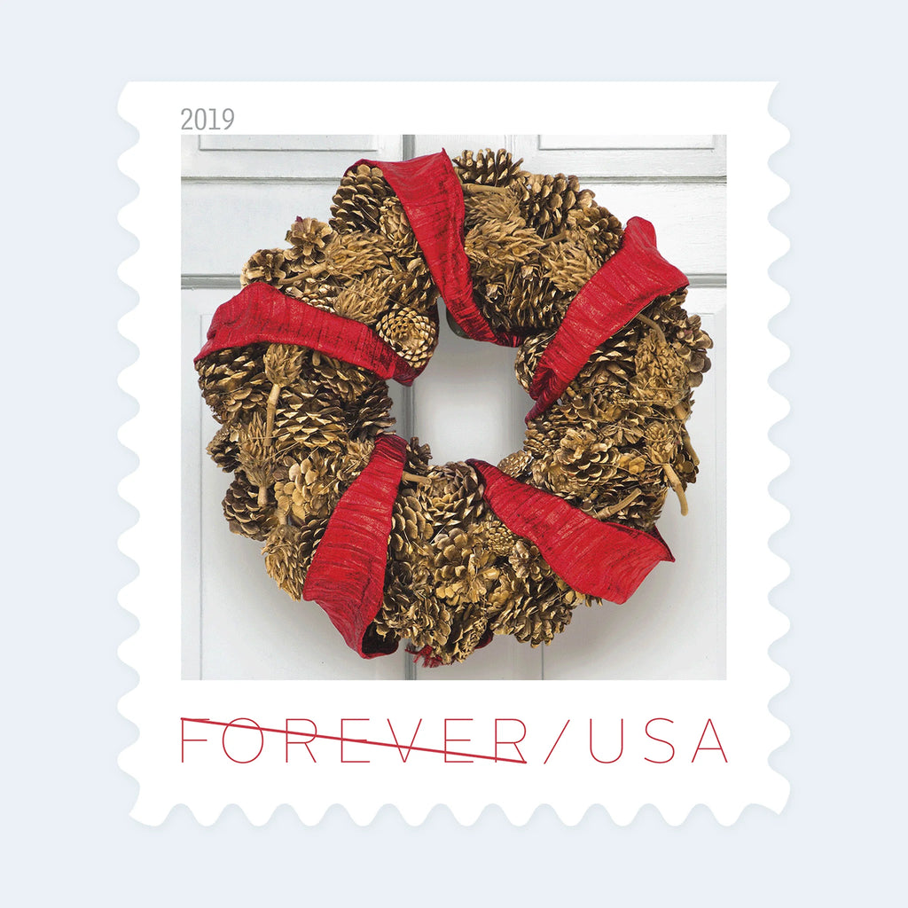 USPS 2019 Holiday Wreaths Forever Stamps Booklet of 20 - Mint (4 Designs, Scott #5424-5427)