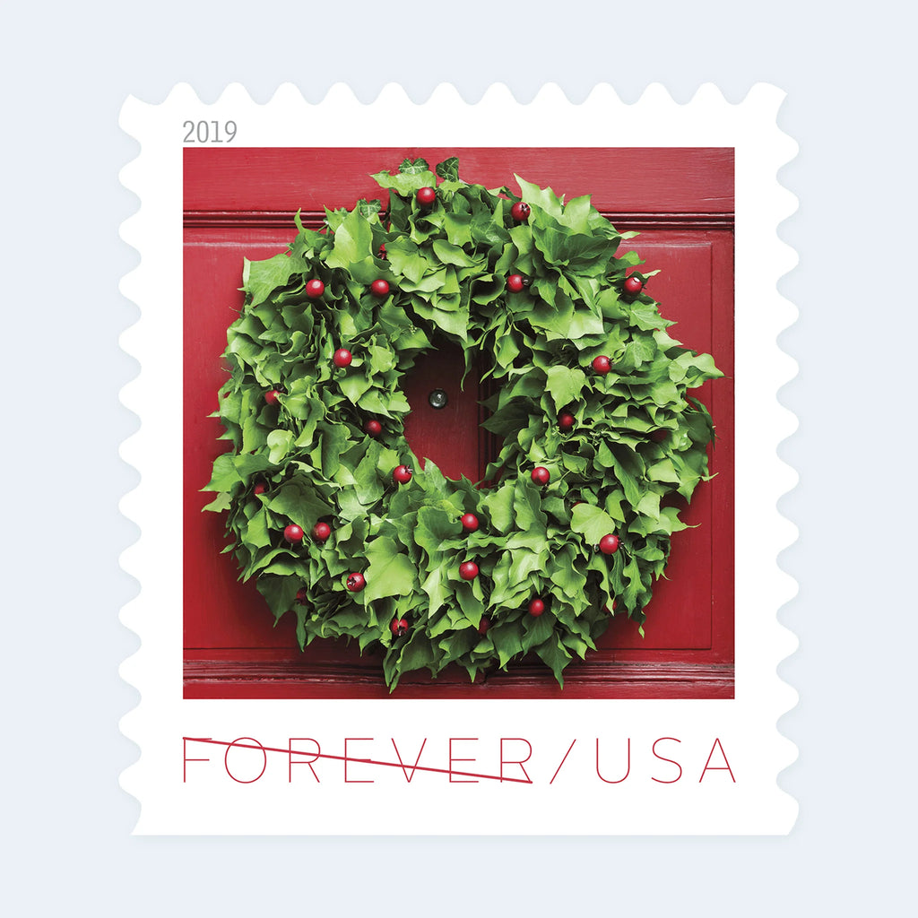USPS 2019 Holiday Wreaths Forever Stamps Booklet of 20 - Mint (4 Designs, Scott #5424-5427)