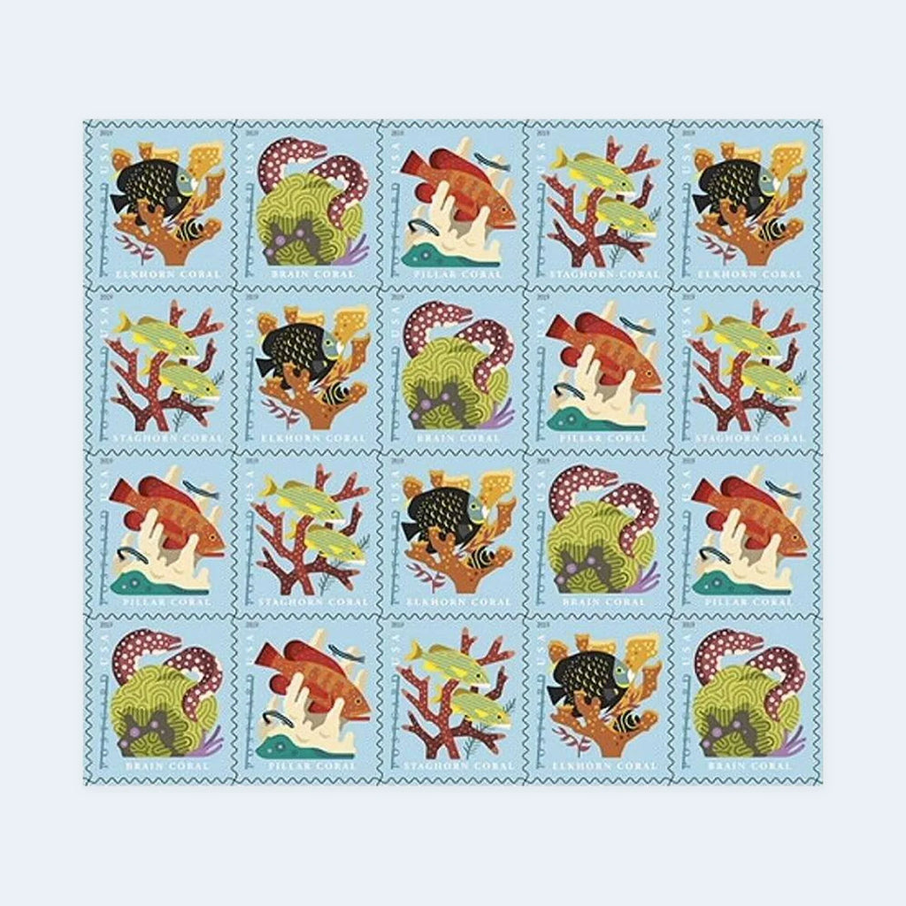 USPS Coral Reefs Postcard Stamps Sheet of 20