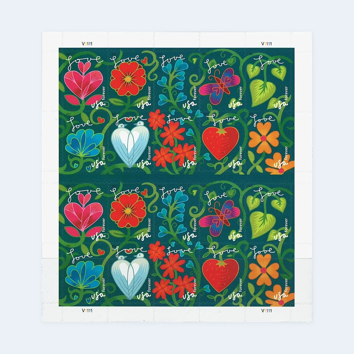2011 USPS Garden of Love Forever Stamps Pane of 20