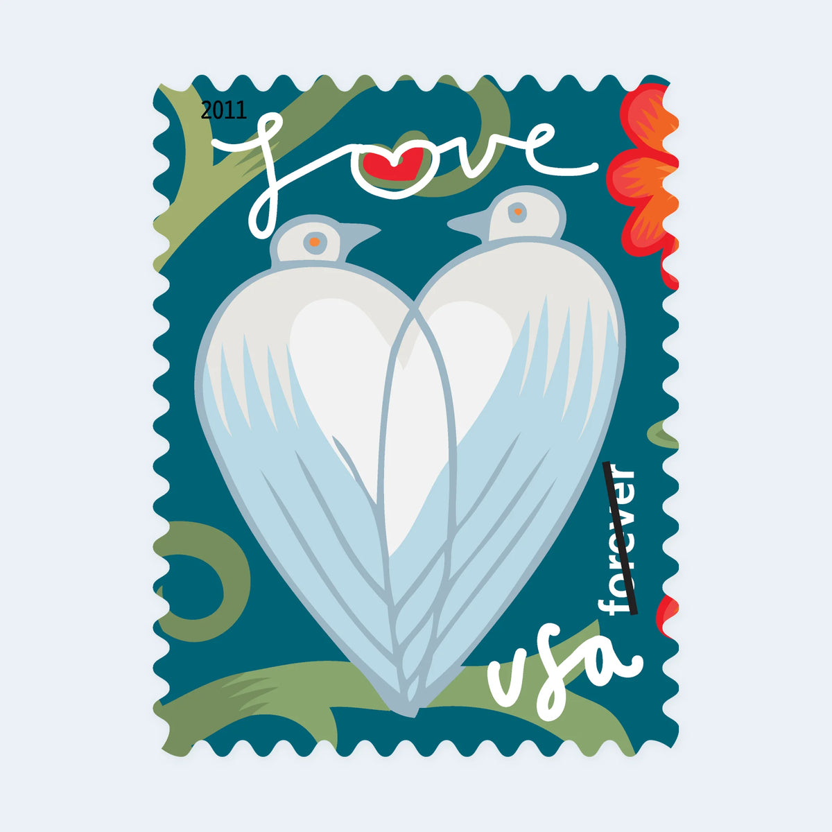 2011 USPS Garden of Love Forever Stamps Pane of 20