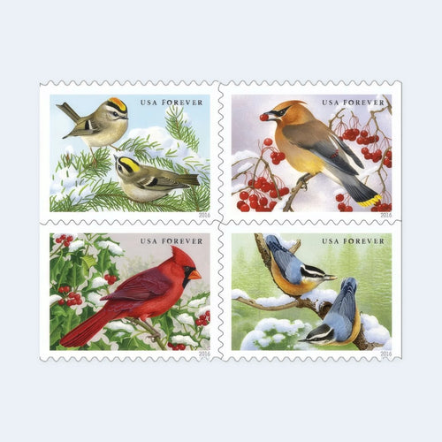 2016 USPS Songbirds in Snow Forever Stamps Booklet of 20