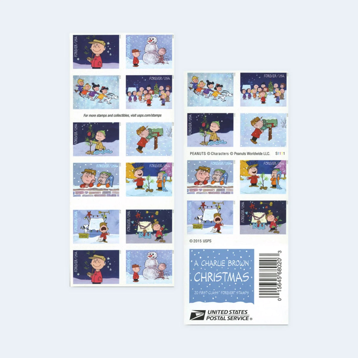 2015 USPS A Charlie Brown Christmas Forever Stamps Booklet of 20