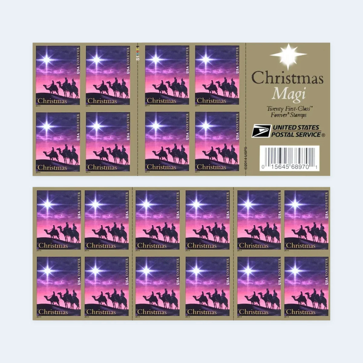 2014 USPS Christmas Magi Forever Stamps Booklet of 20