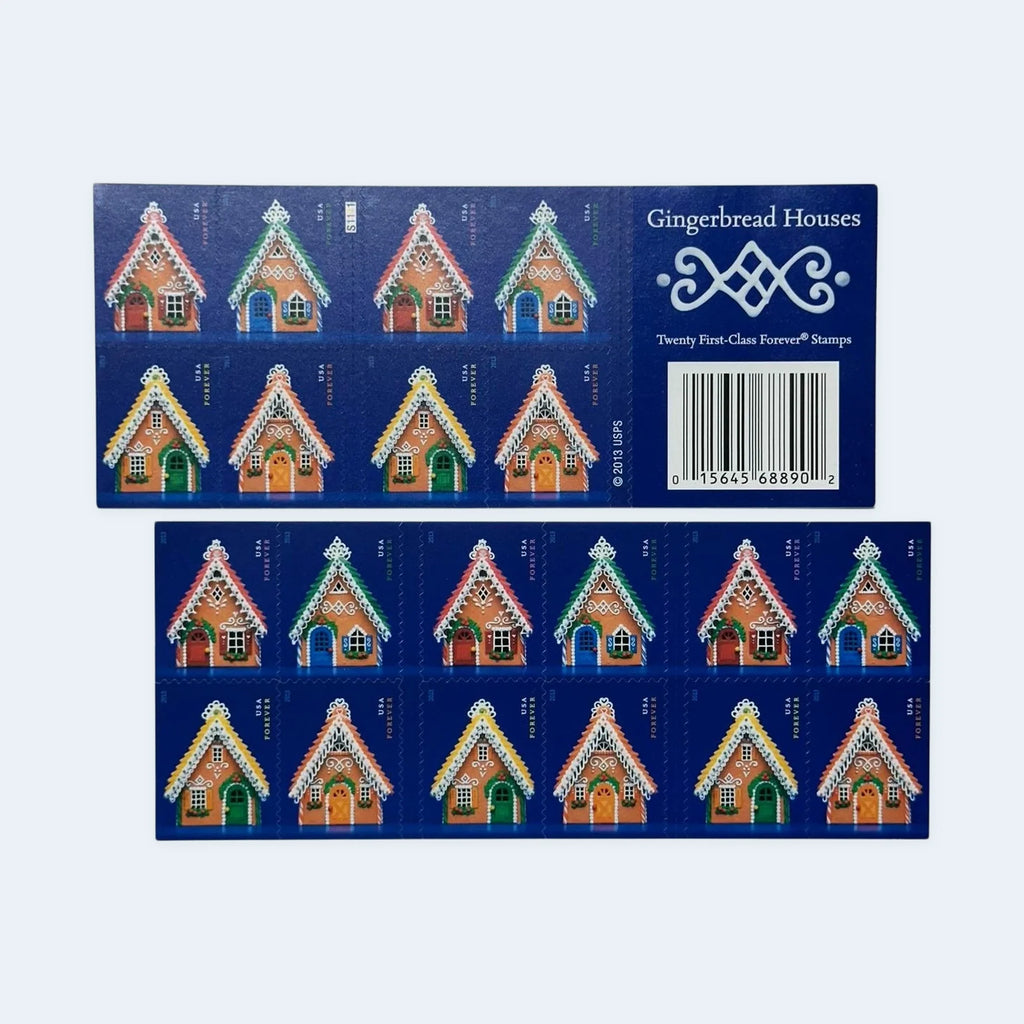 2013 USPS Gingerbread Houses Forever Stamps Booklet of 20