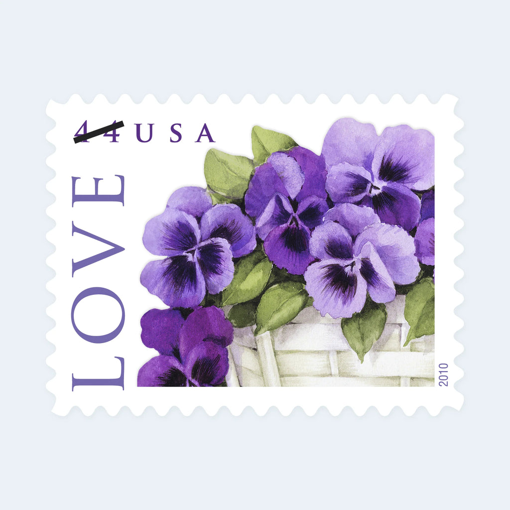 2010 USPS Love: Pansies in a Basket Stamps Pane of 20