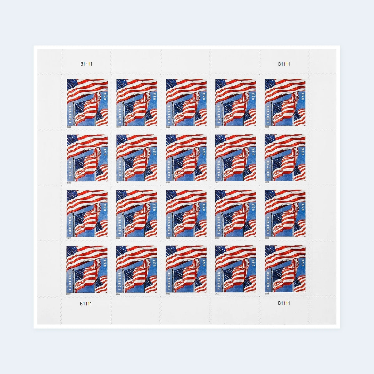 2022 USPS U.S. Flags Forever Stamps Pane of 20