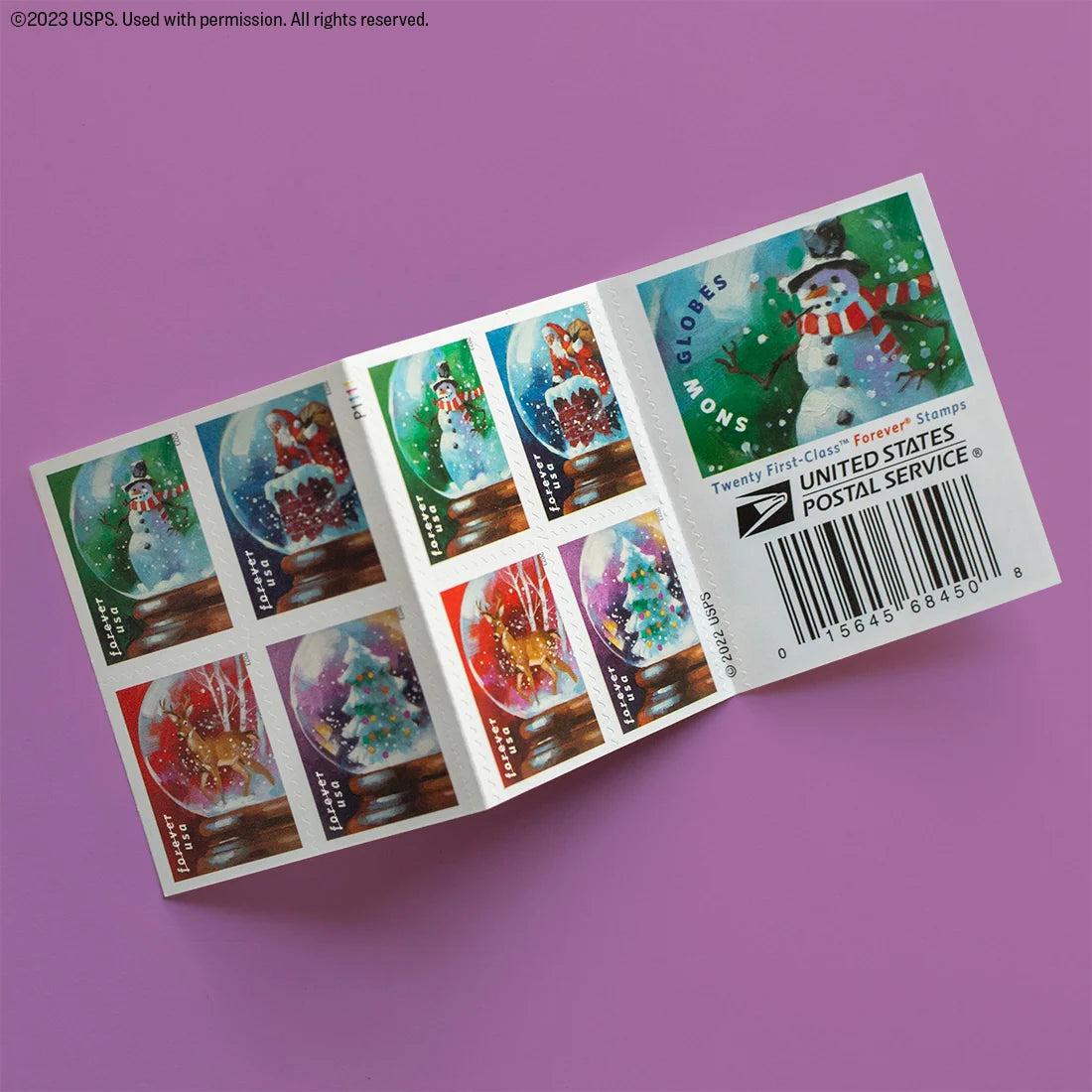 2023 USPS Snow Globes Forever Stamps Booklet of 20