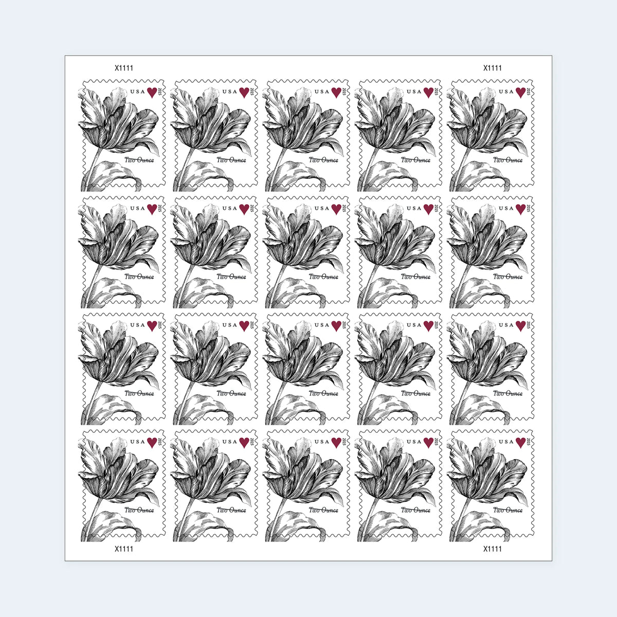 2015 USPS Vintage Tulip Two-Ounce Stamps Pane of 20