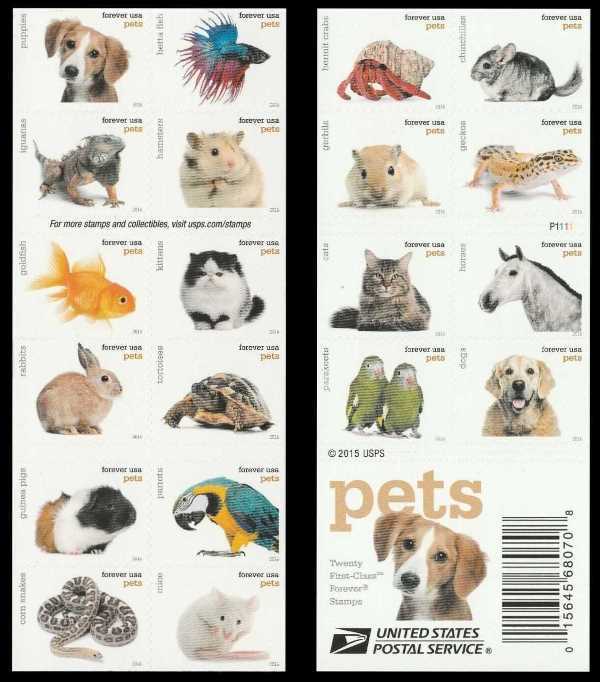 USPS Pets Forever Stamps Booklet of 20