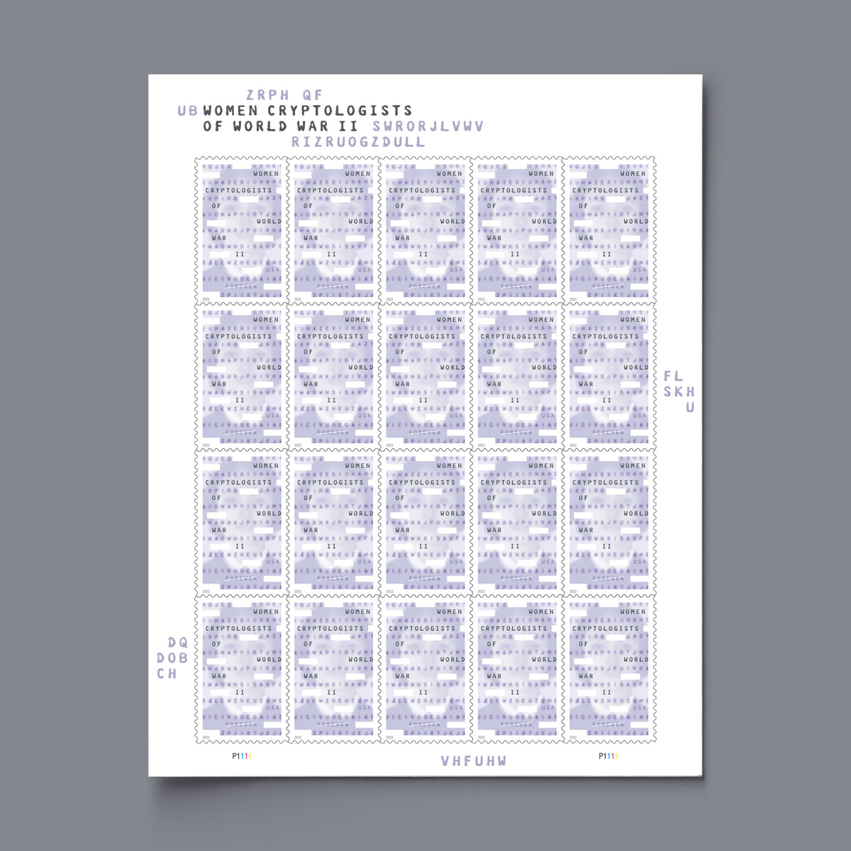 2022 USPS Women Cryptologists of World War II Forever Stamps Pane of 20