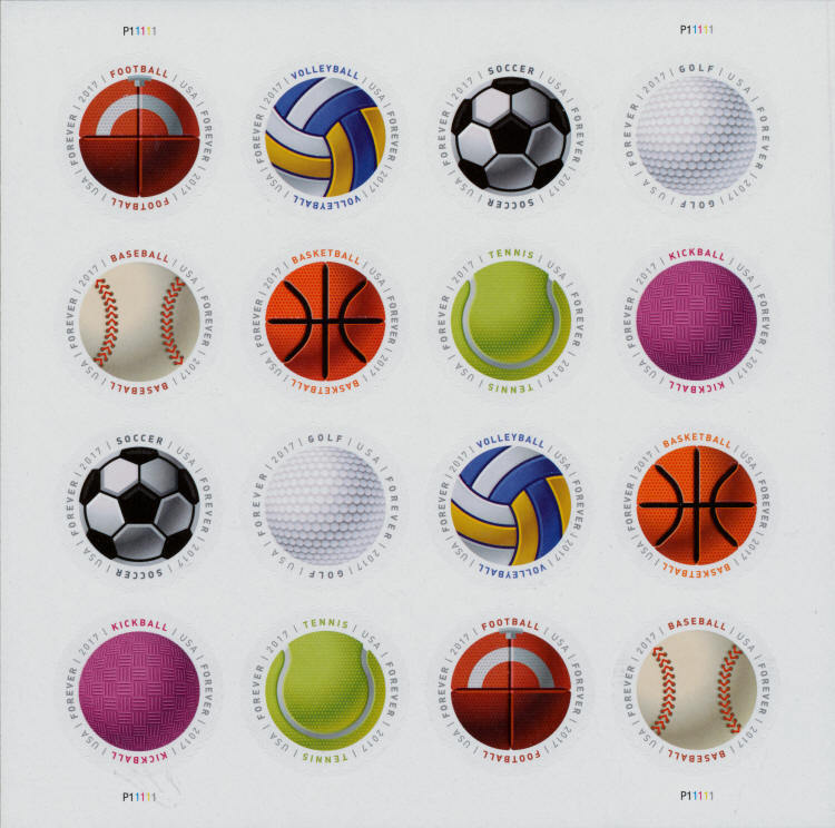 USPS Have a Ball! Forever Stamps Sheet of 16