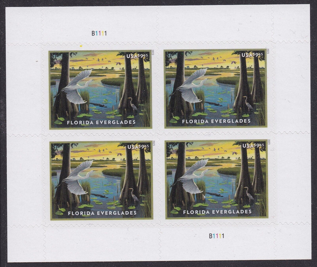USPS 2023 Florida Everglades Priority Mail Stamps Pane of 4 - Mint (Scott #5751)