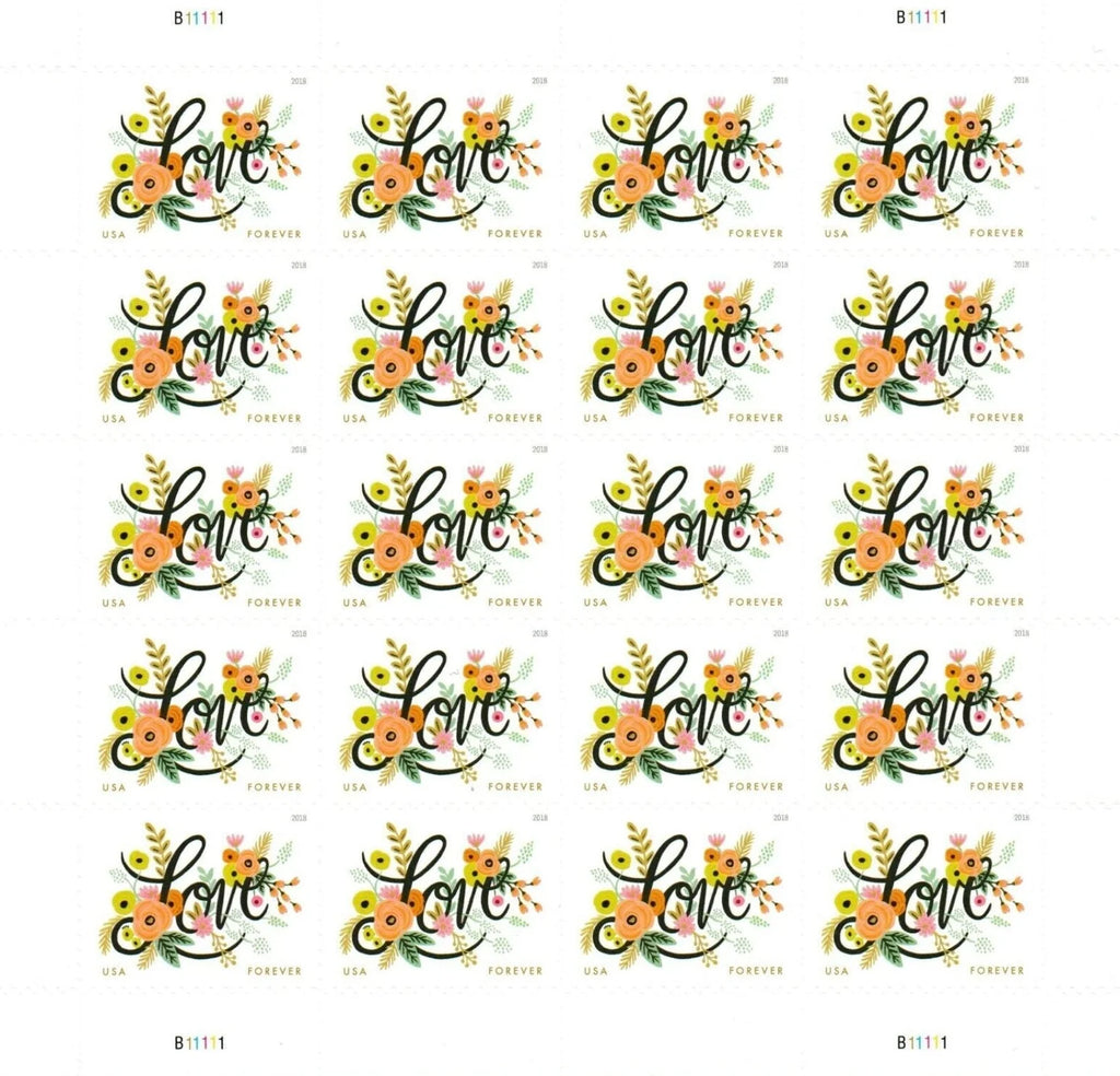 USPS 2018 Love Flourishes Forever Stamps Sheet of 20 - Mint (Scott #5255)