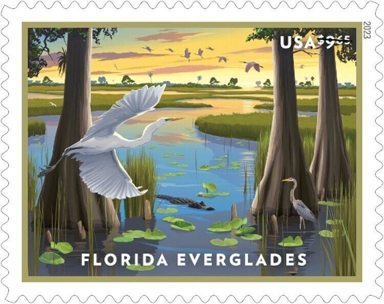 USPS 2023 Florida Everglades Priority Mail Stamps Pane of 4 - Mint (Scott #5751)