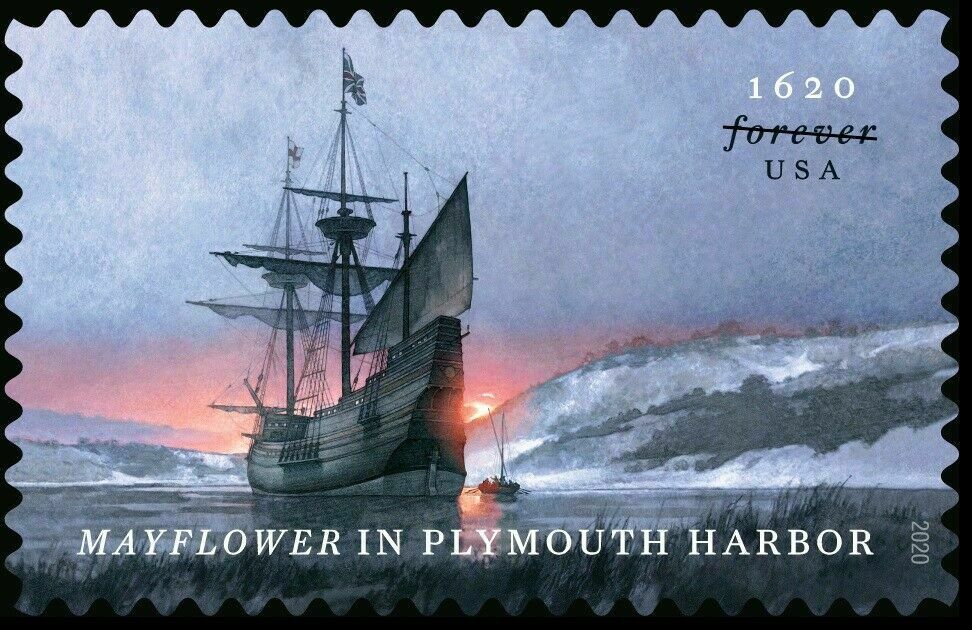 2020 USPS Mayflower in Plymouth Harbor Forever Stamps Pane of 20