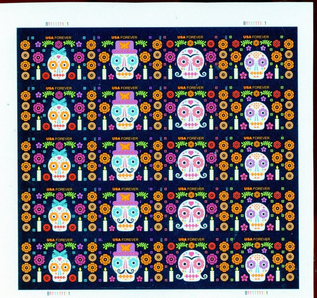 2021 USPS Day of the Dead Forever Stamps Pane of 20 (4 Designs)