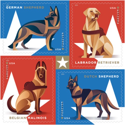 2019 USPS Military Working Dogs Forever Stamps Booklet of 20