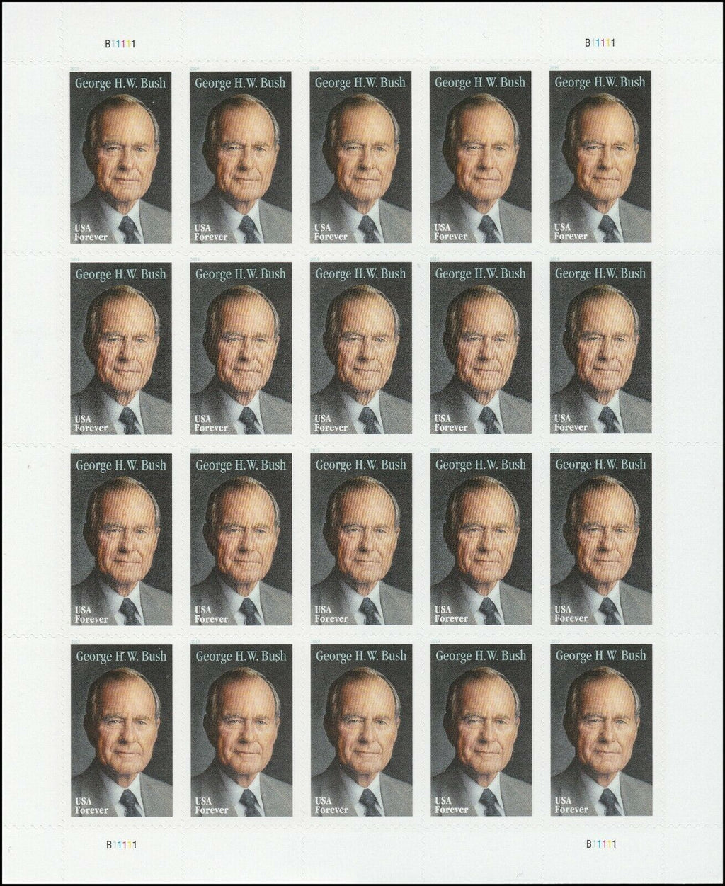 2019 USPS George H.W. Bush Forever Stamps Pane of 20