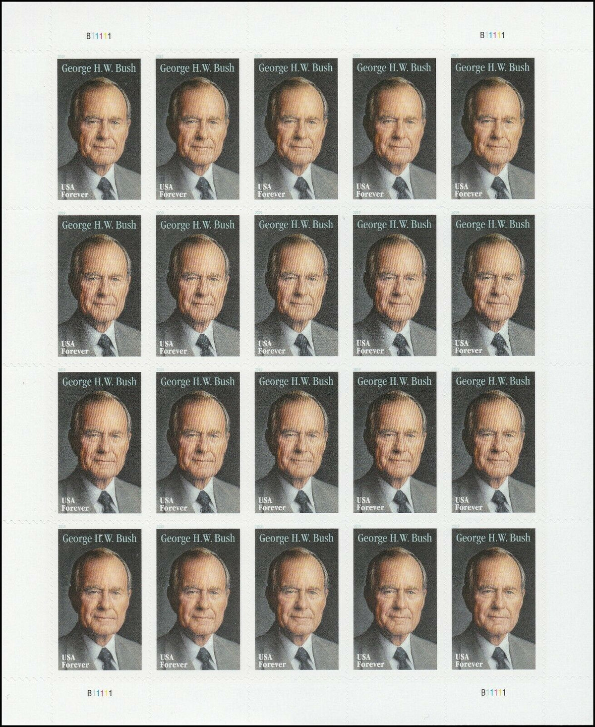 2019 USPS George H.W. Bush Forever Stamps Pane of 20