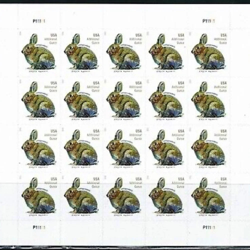 2021 USPS Brush Rabbit Additional Ounce Stamps Pane of 20