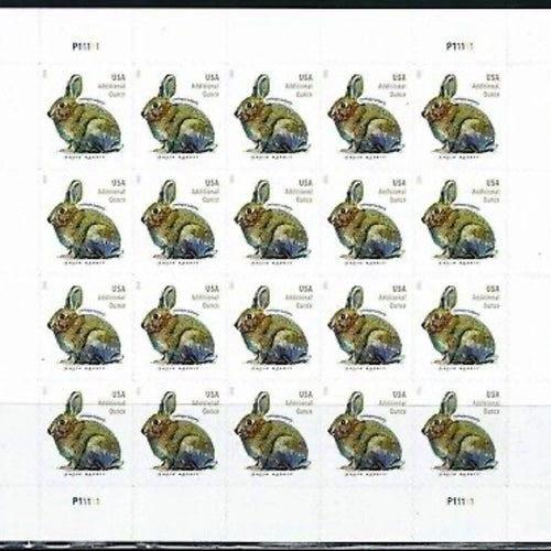 2021 USPS Brush Rabbit Additional Ounce Stamps Pane of 20