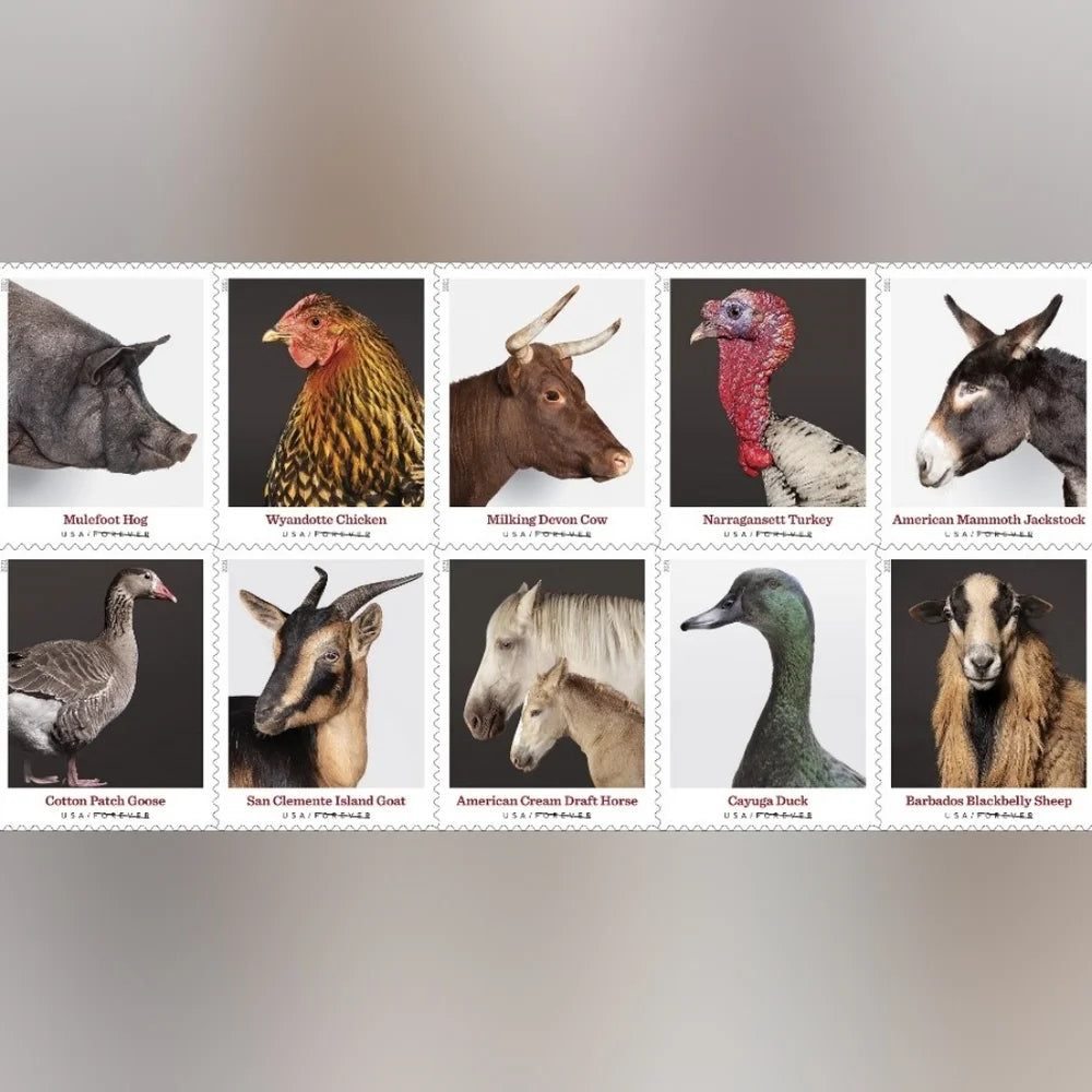 USPS 2021 Heritage Breeds Forever Stamps Sheet of 20 - Mint (10 Designs, Scott #5583-5592)
