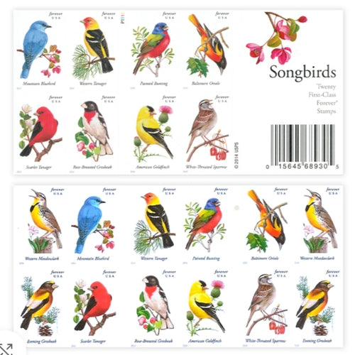 2014 USPS Songbirds Forever Stamps Booklet of 20