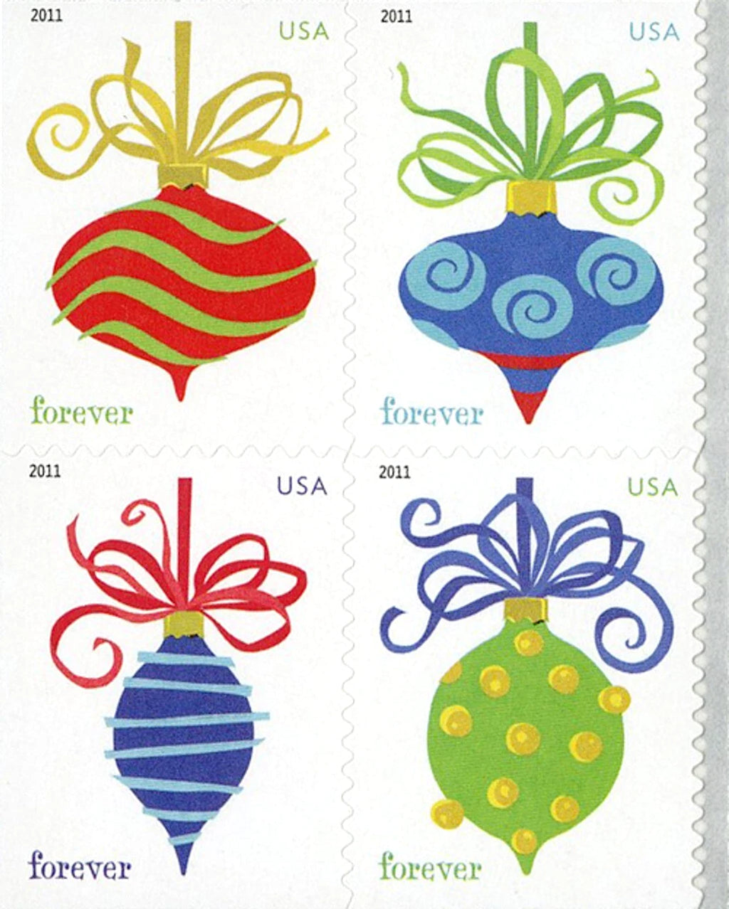 USPS Holiday Baubles Forever Stamps Booklet of 20