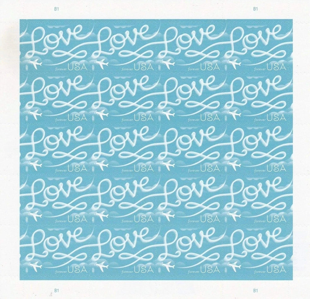 2017 USPS Love Skywriting Forever Stamps Pane of 20