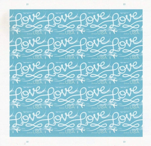 2017 USPS Love Skywriting Forever Stamps Pane of 20