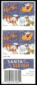 USPS Santa and Sleigh Forever Stamps Booklet of 20