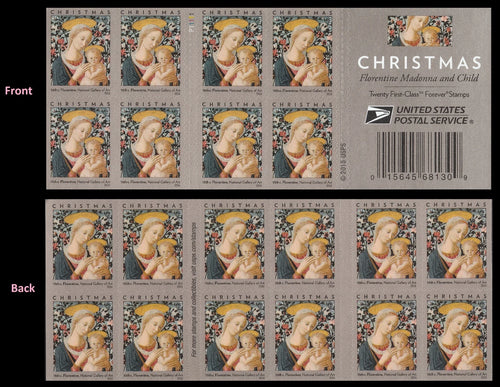 2016 USPS Florentine Madonna and Child Christmas Forever Stamps Booklet of 20