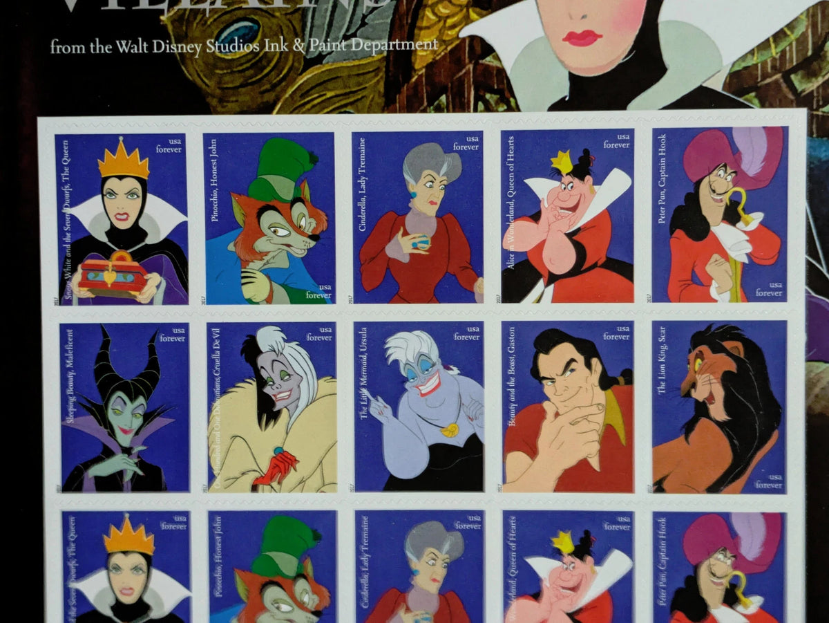USPS Disney Villains Forever Stamps Sheet of 20