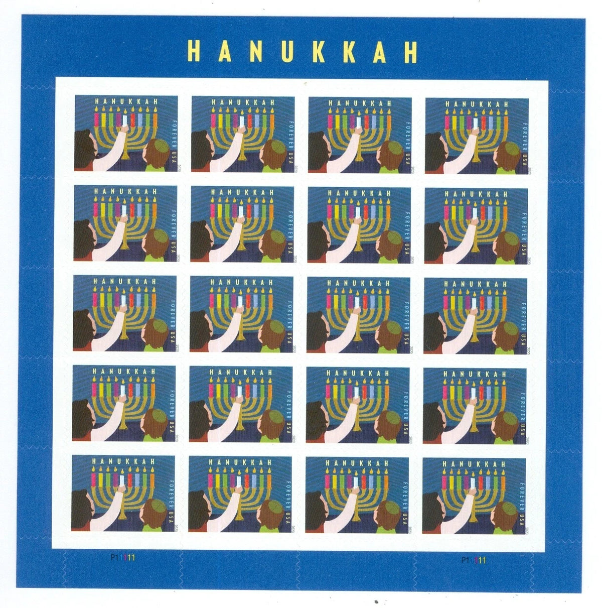 2020 USPS Hanukkah Forever Stamps Pane of 20
