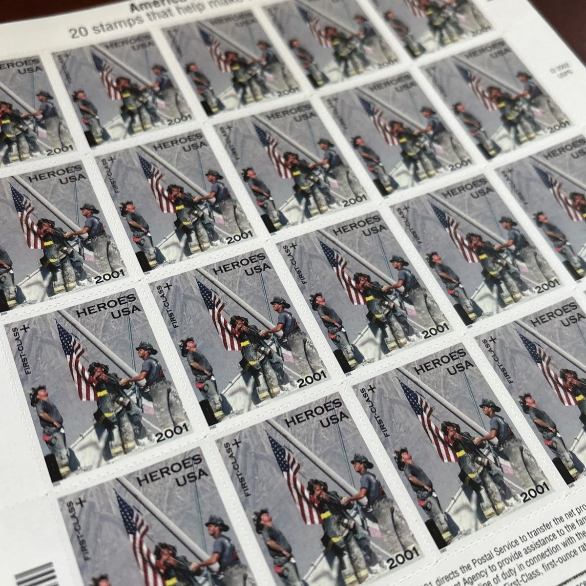 USPS Heroes of 2001 Semipostal Stamps Sheet of 20