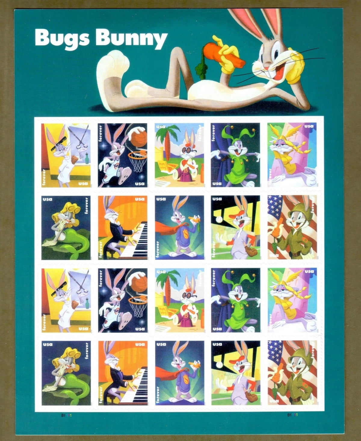 USPS Bugs Bunny Forever Stamps Sheet of 20