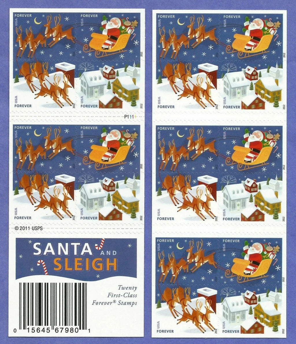 USPS Santa and Sleigh Forever Stamps Booklet of 20