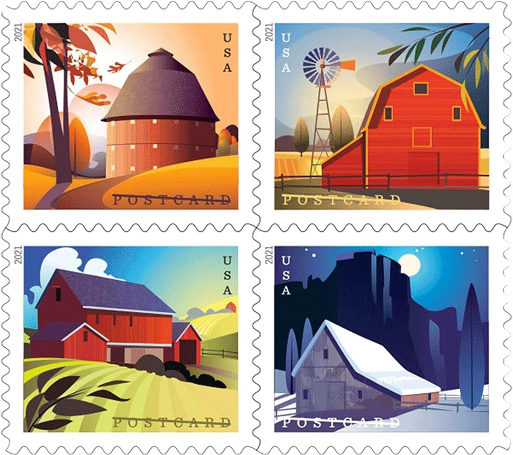 USPS Barns Postcard Stamps Sheet of 20