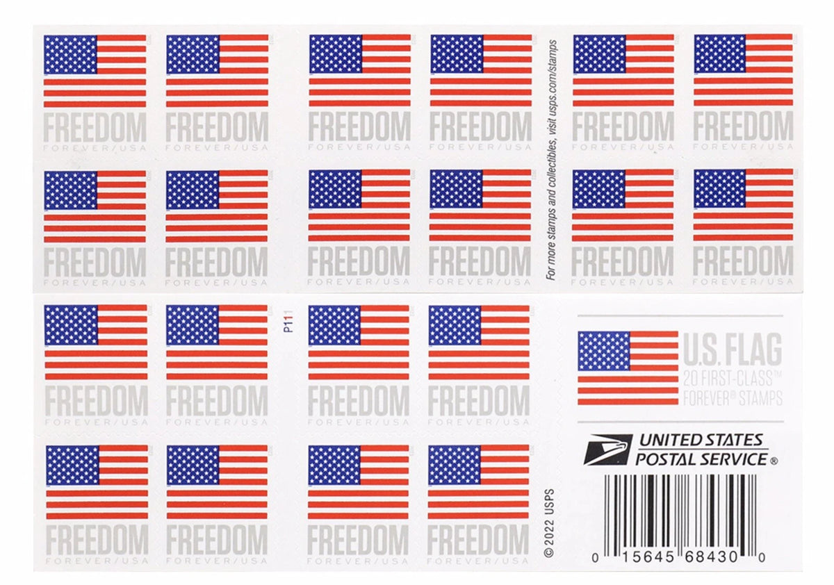 2023 USPS U.S. Flag Forever Stamps Booklet of 20
