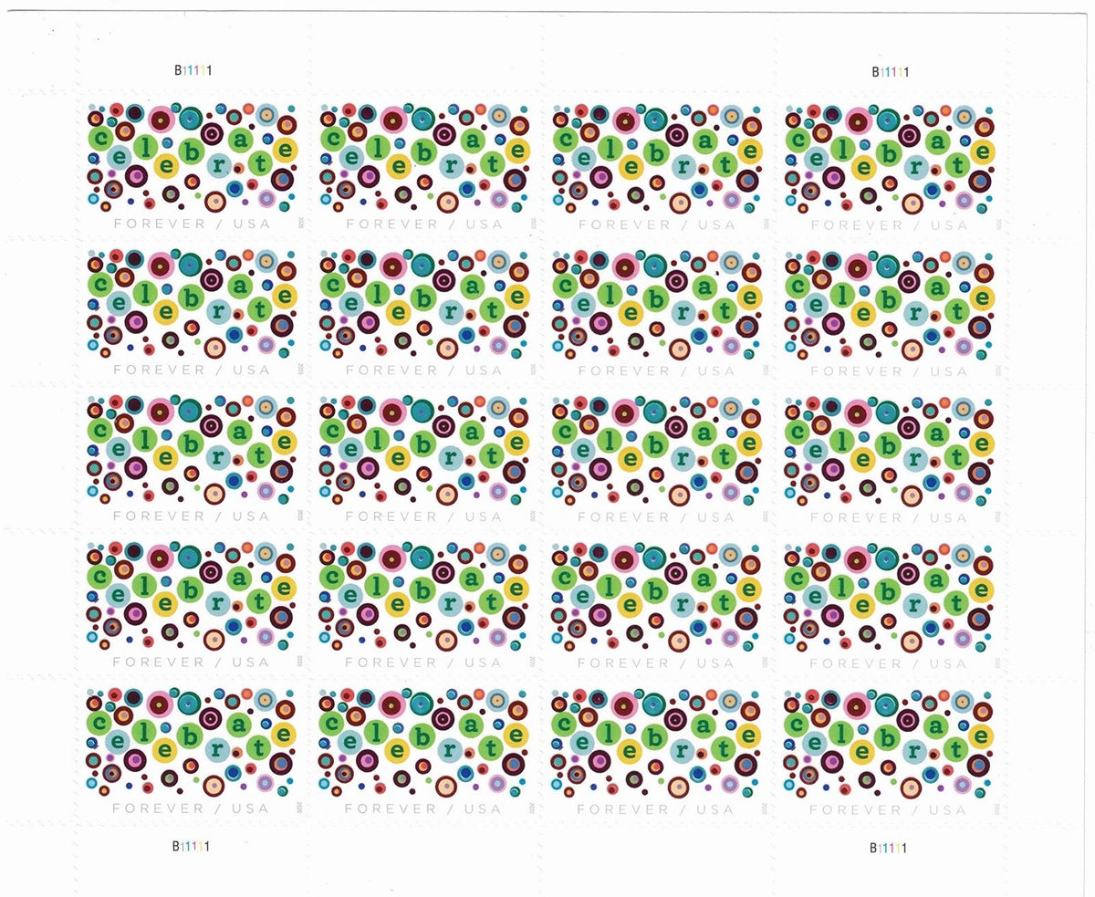 USPS Let’s Celebrate! Forever Stamps Sheet of 20