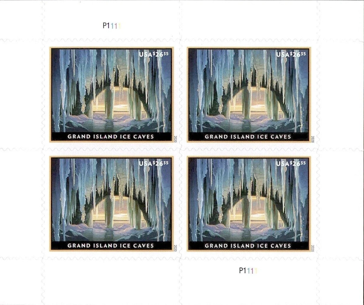 Big Island Ice Caves stamps issued by the United States Postal Service in 2020 (set of four).