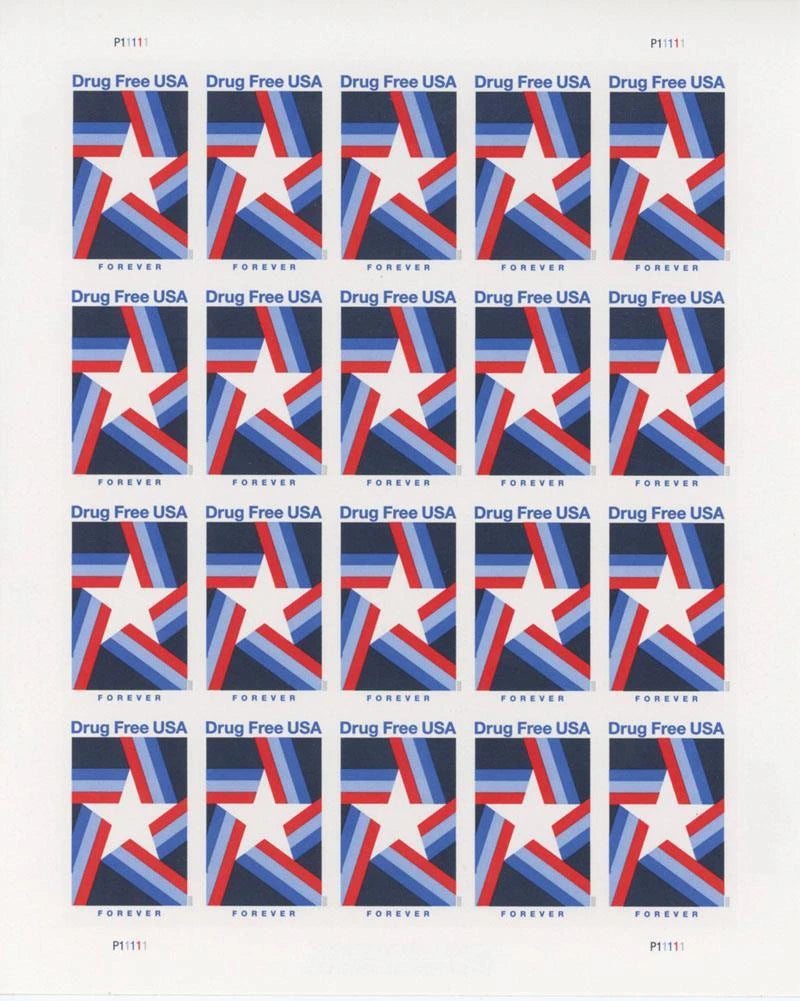 USPS 2020 Drug Free USA Forever Stamps Sheet of 20 - Mint (Scott #5542)