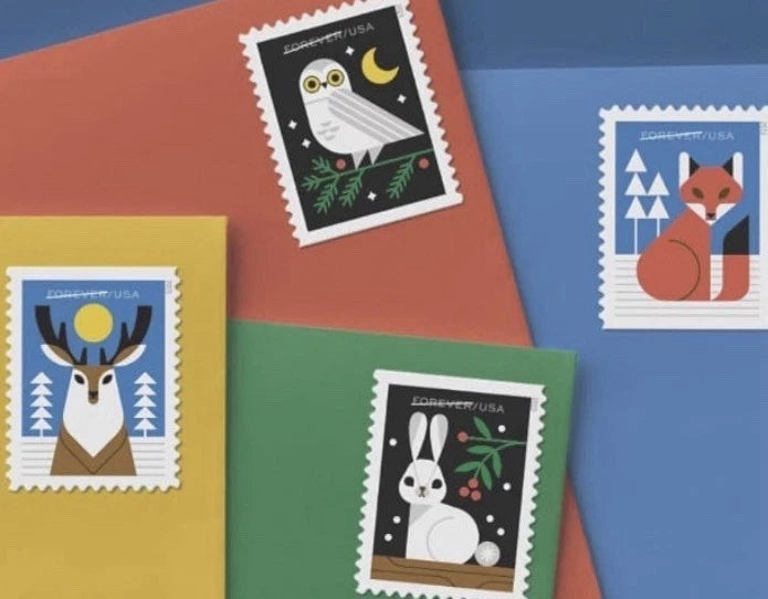 2023 USPS Winter Woodland Animals Forever Stamps Booklet of 20