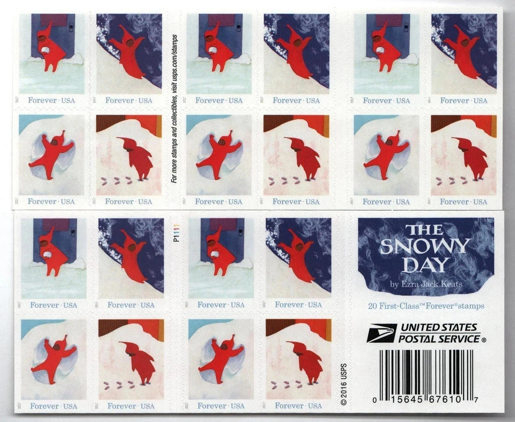 2017 USPS The Snowy Day Forever Stamps Booklet of 20 (4 Designs)
