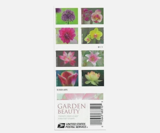 USPS 2021 Garden Beauty Forever Stamps Booklet of 20 - Mint (10 Designs, Scott #5558-5567)