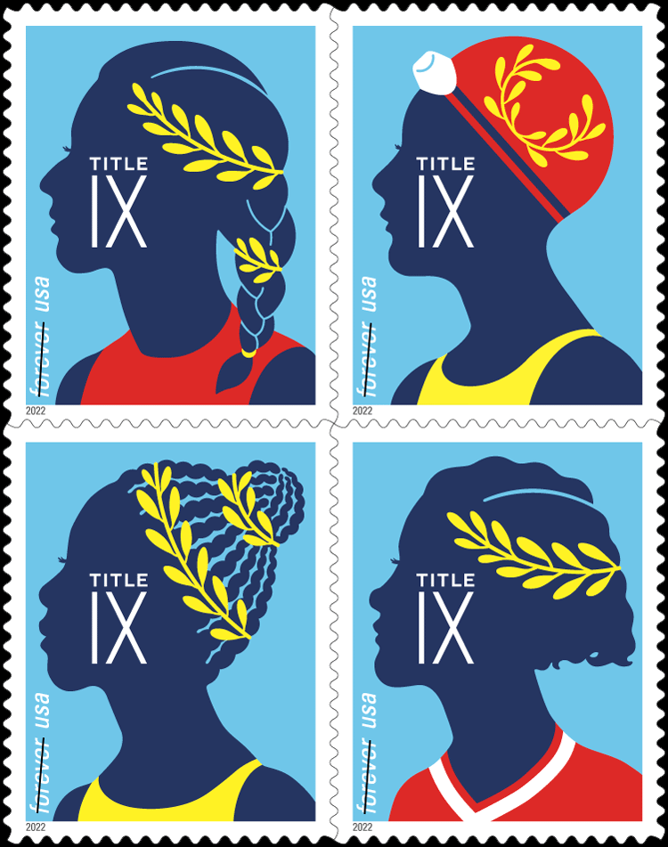 USPS 2022 Title IX Forever Stamps Sheet of 20 - Mint (4 Designs, Scott #5668-5671)